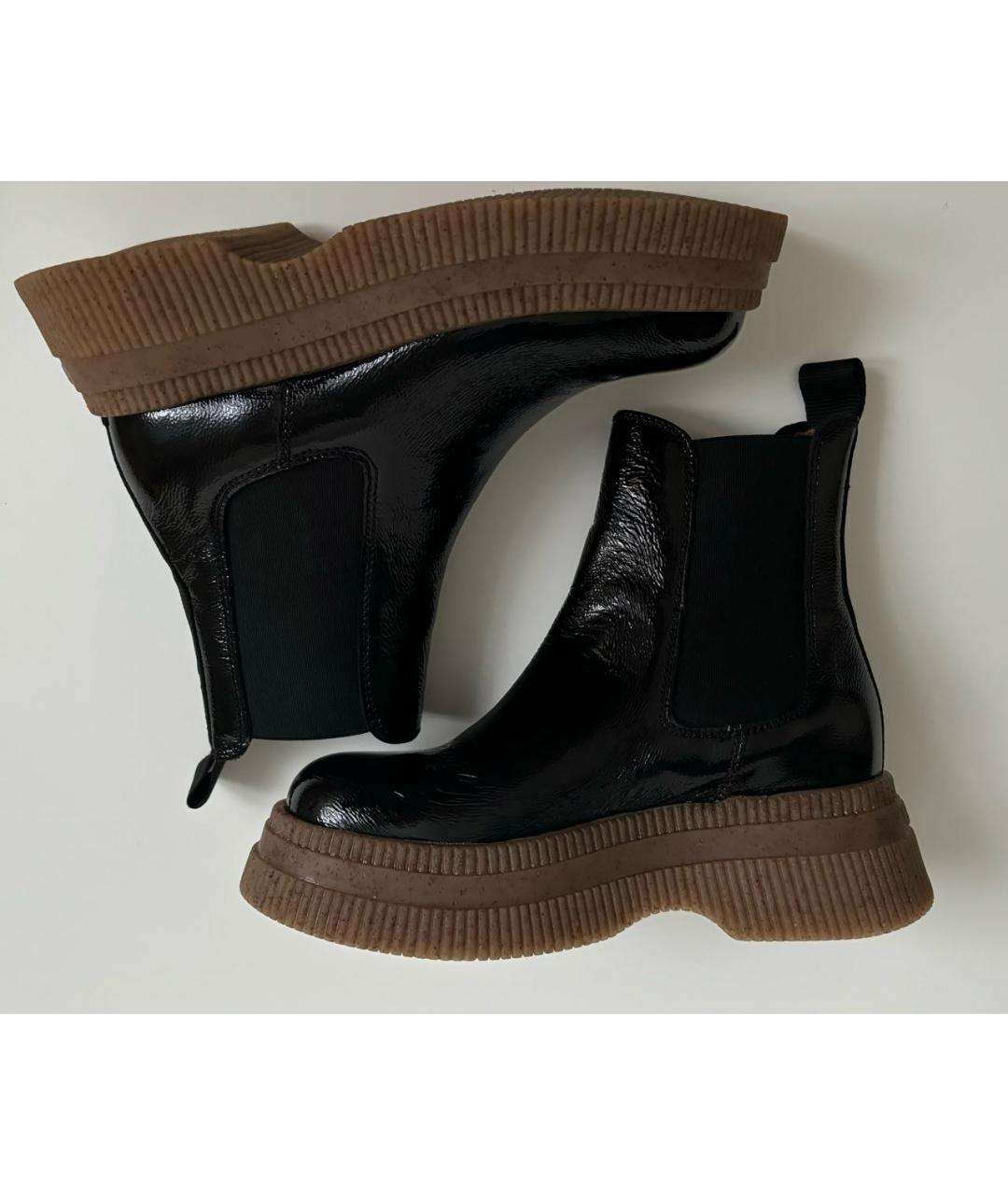 GANNI Черные полусапоги из лакированной кожи, фото 6