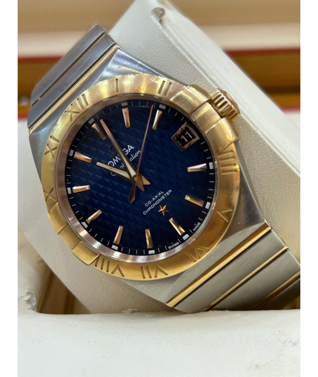 OMEGA Голубые стальные часы, фото 2