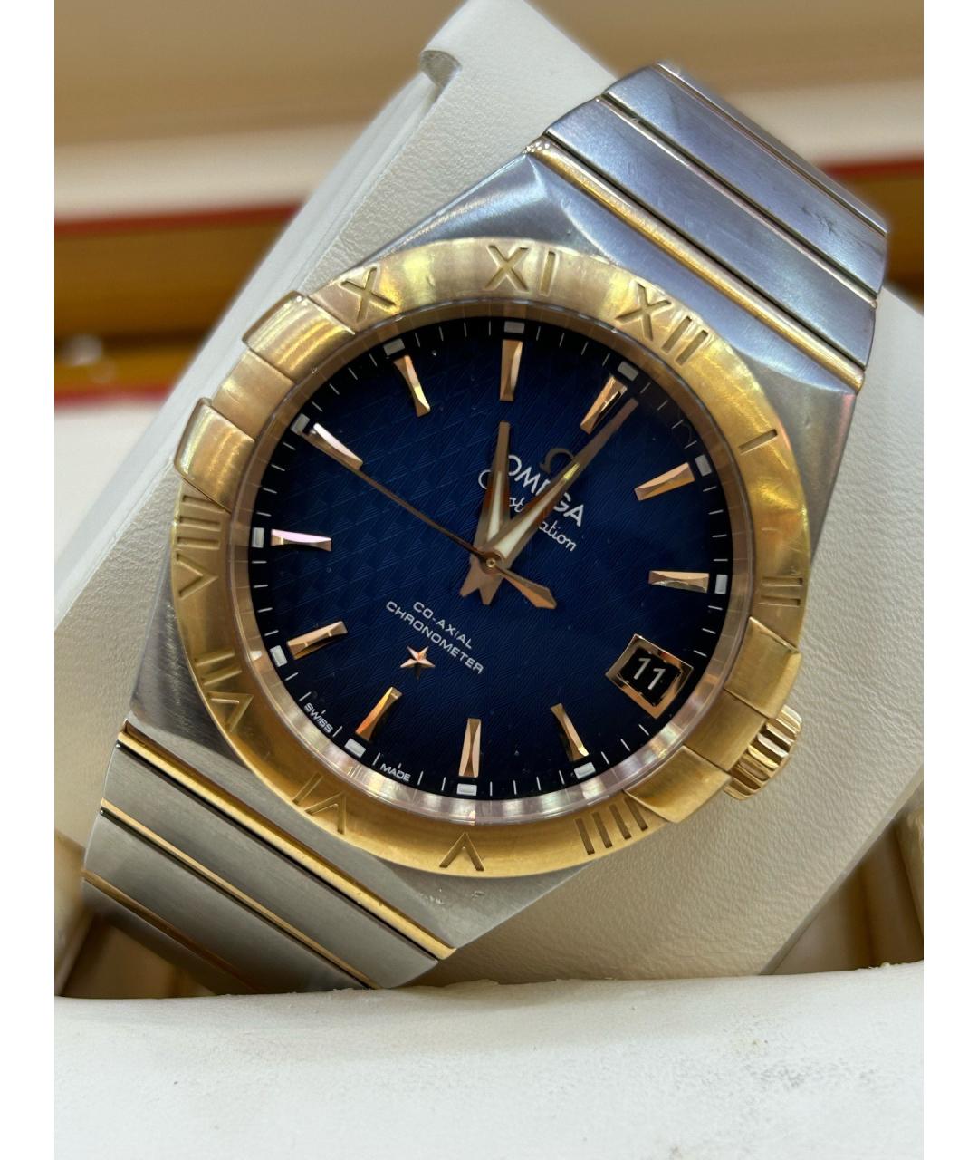 OMEGA Голубые стальные часы, фото 3