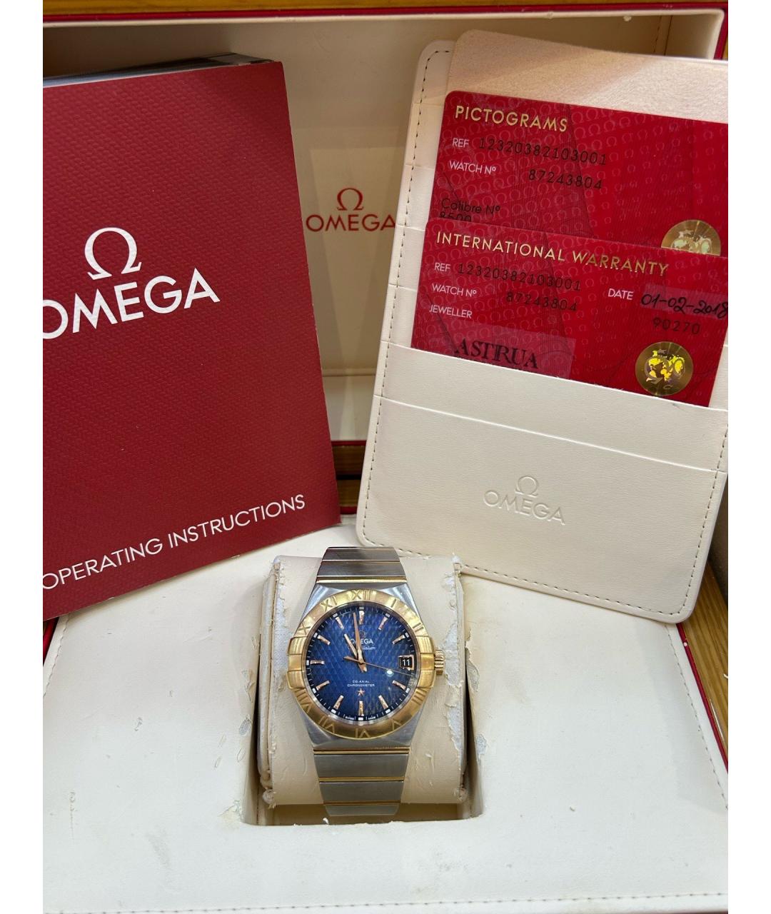 OMEGA Голубые стальные часы, фото 6