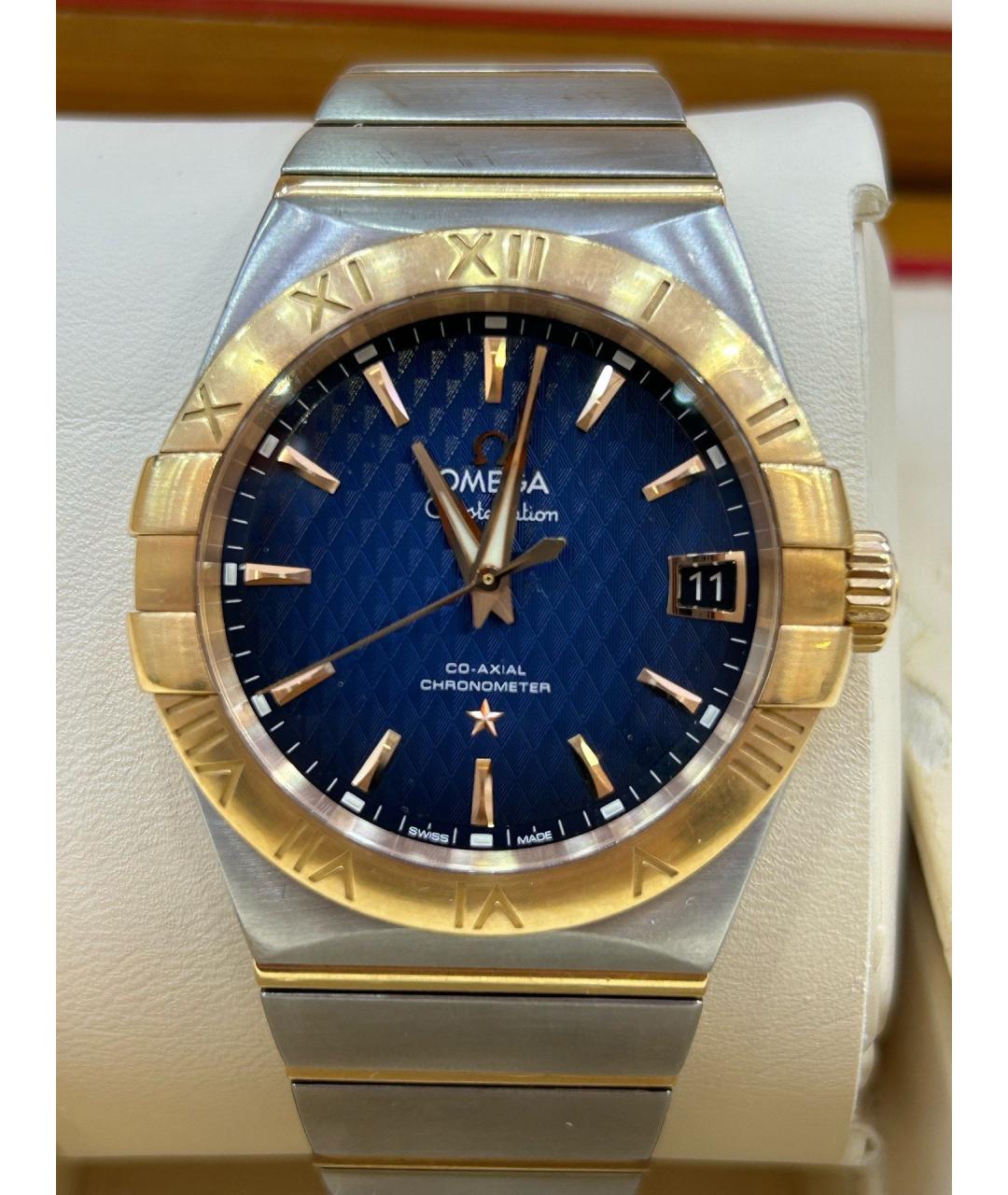 OMEGA Голубые стальные часы, фото 7