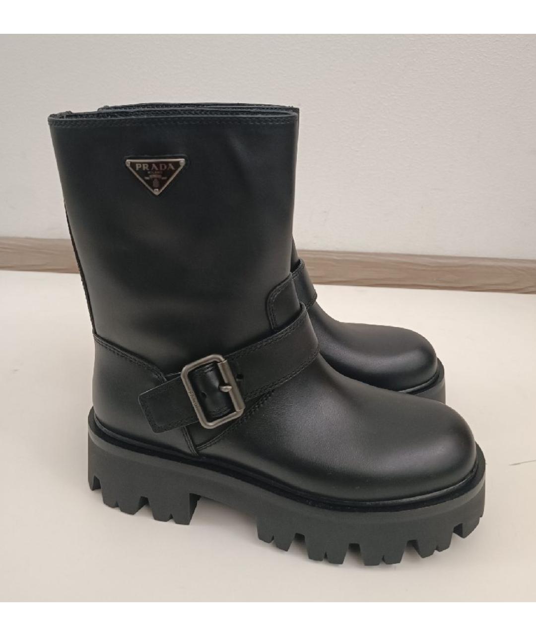 PRADA Черные кожаные полусапоги, фото 5