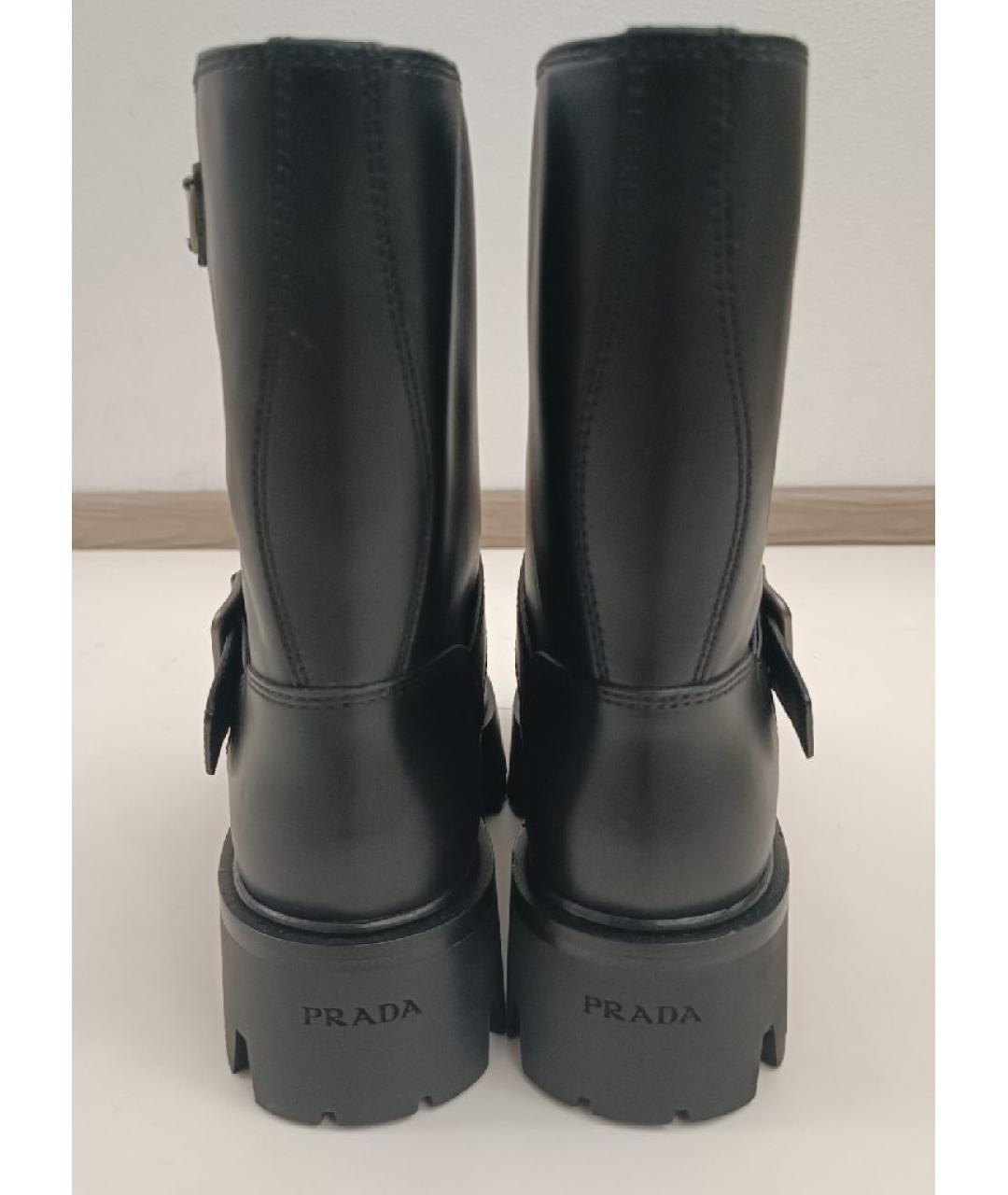 PRADA Черные кожаные полусапоги, фото 4