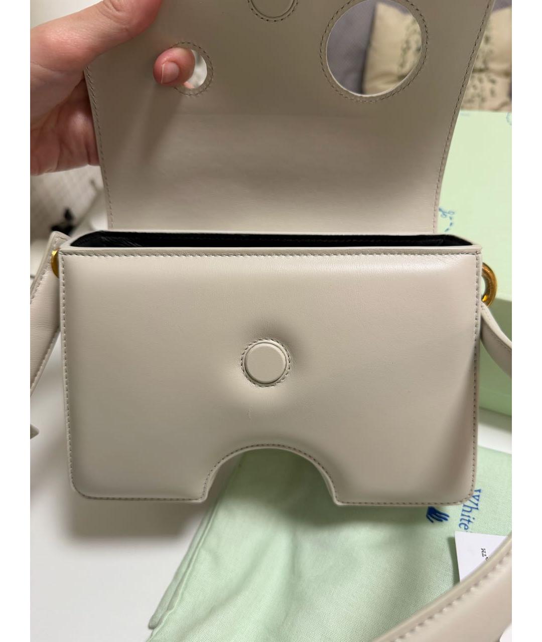 OFF-WHITE Белая кожаная сумка через плечо, фото 6