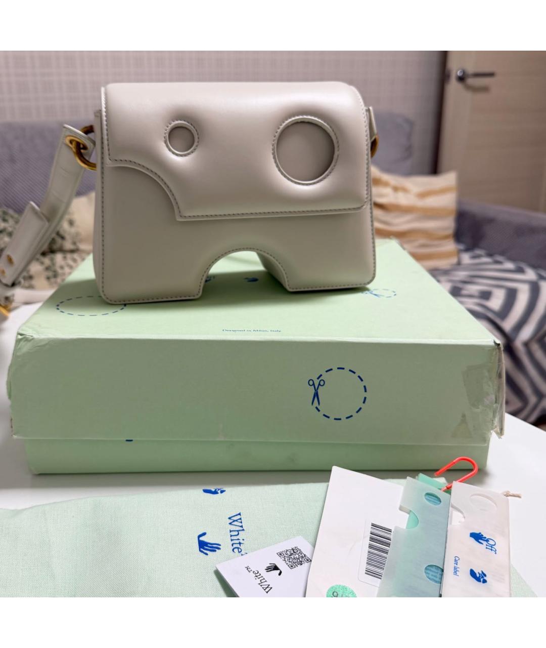 OFF-WHITE Белая кожаная сумка через плечо, фото 8