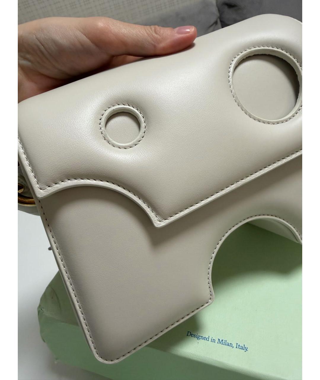 OFF-WHITE Белая кожаная сумка через плечо, фото 2