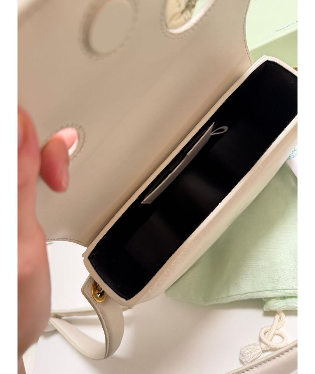 OFF-WHITE Белая кожаная сумка через плечо, фото 7