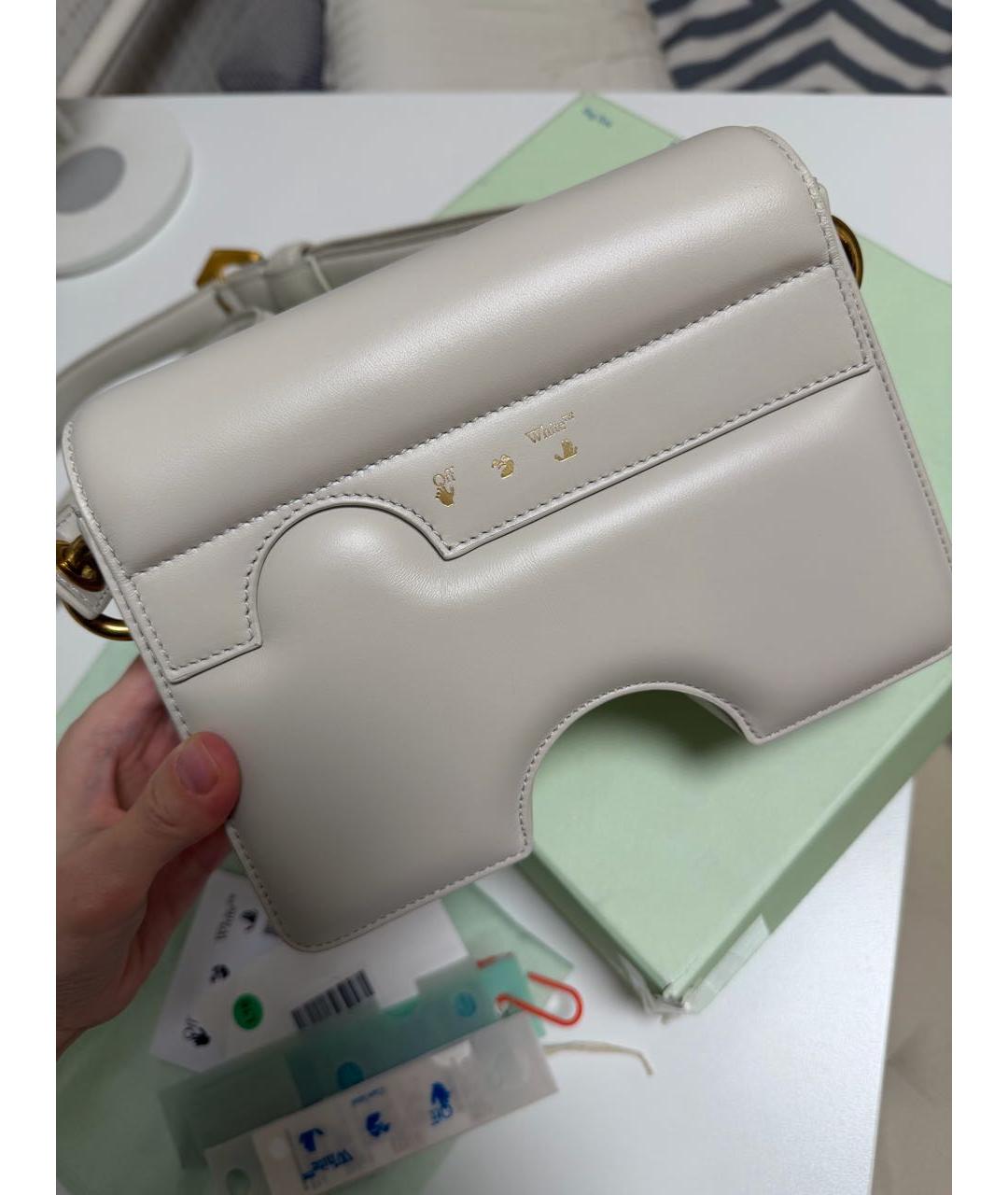 OFF-WHITE Белая кожаная сумка через плечо, фото 3