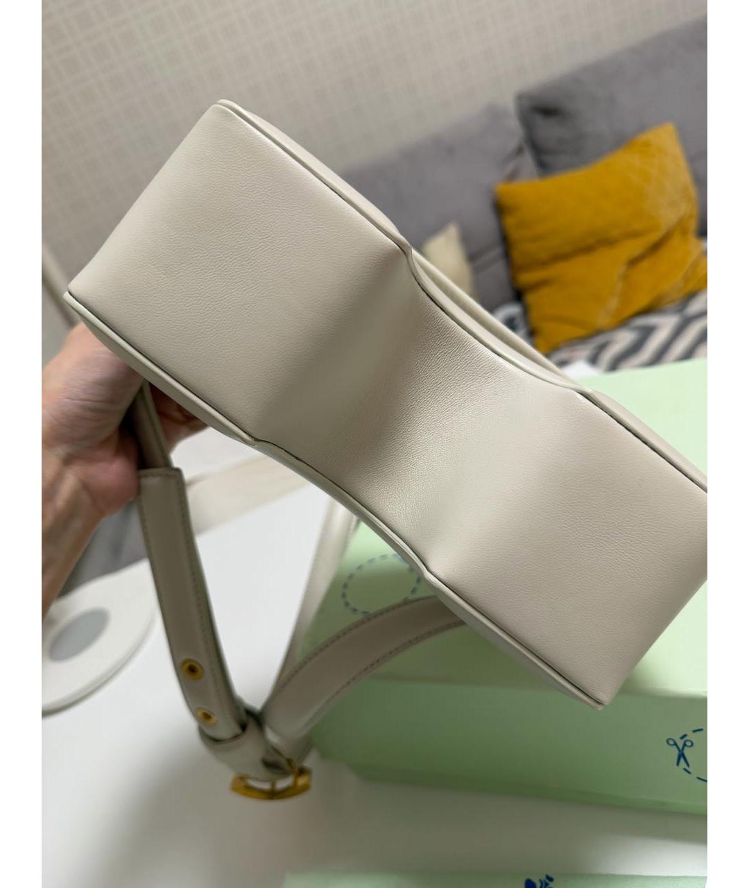 OFF-WHITE Белая кожаная сумка через плечо, фото 5