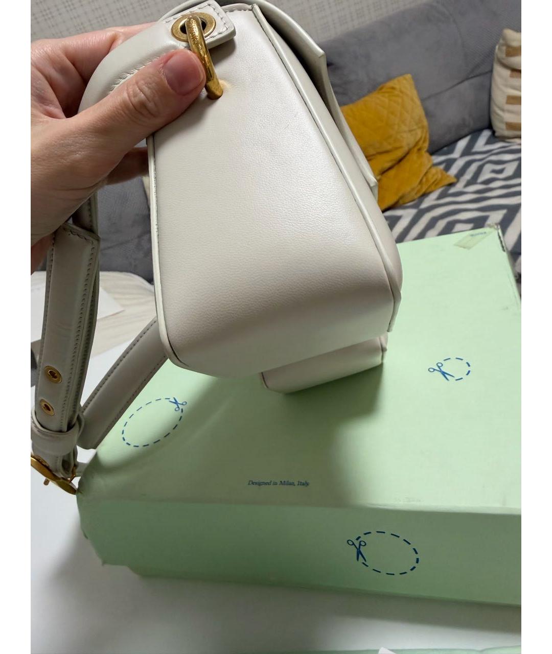 OFF-WHITE Белая кожаная сумка через плечо, фото 4