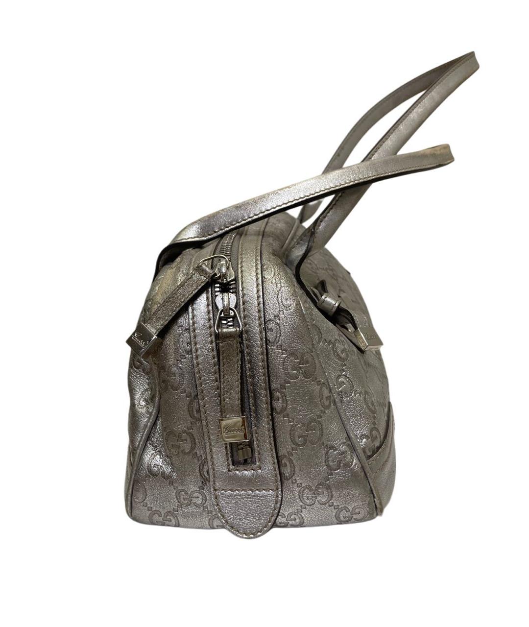 GUCCI Серебряная кожаная сумка с короткими ручками, фото 2