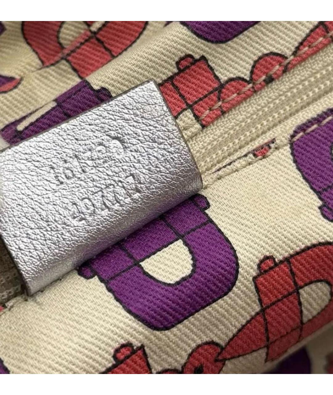 GUCCI Серебряная кожаная сумка с короткими ручками, фото 5