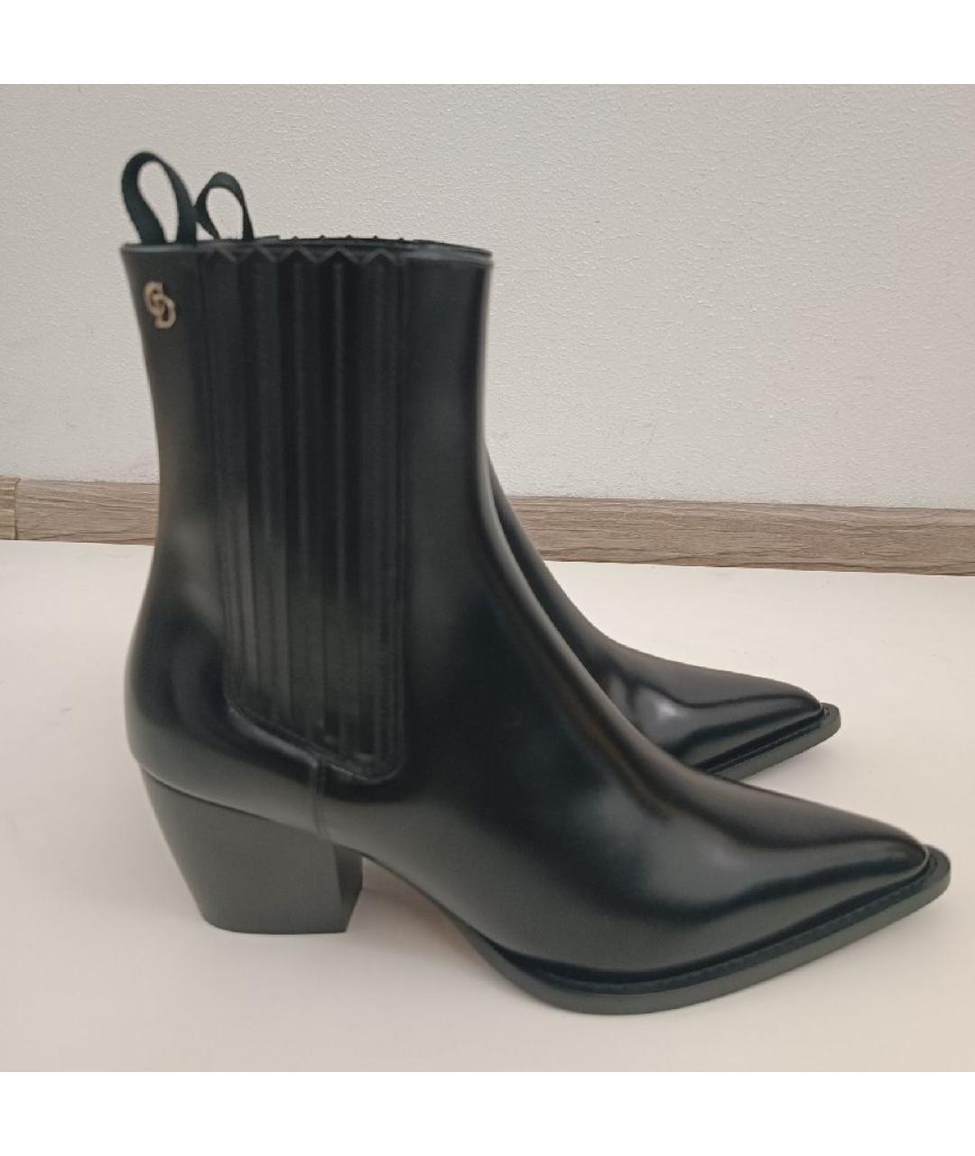 CHRISTIAN DIOR Черные кожаные полусапоги, фото 5