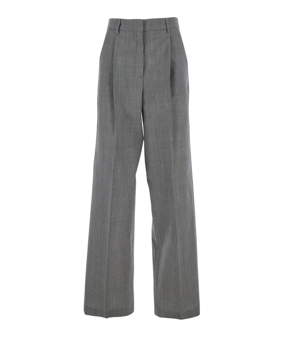 GOLDEN GOOSE DELUXE BRAND Серые шерстяные прямые брюки, фото 1