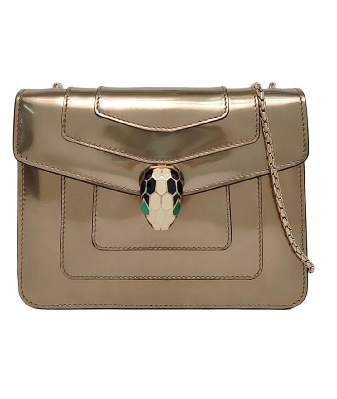 BVLGARI Золотая кожаная сумка через плечо, фото 7