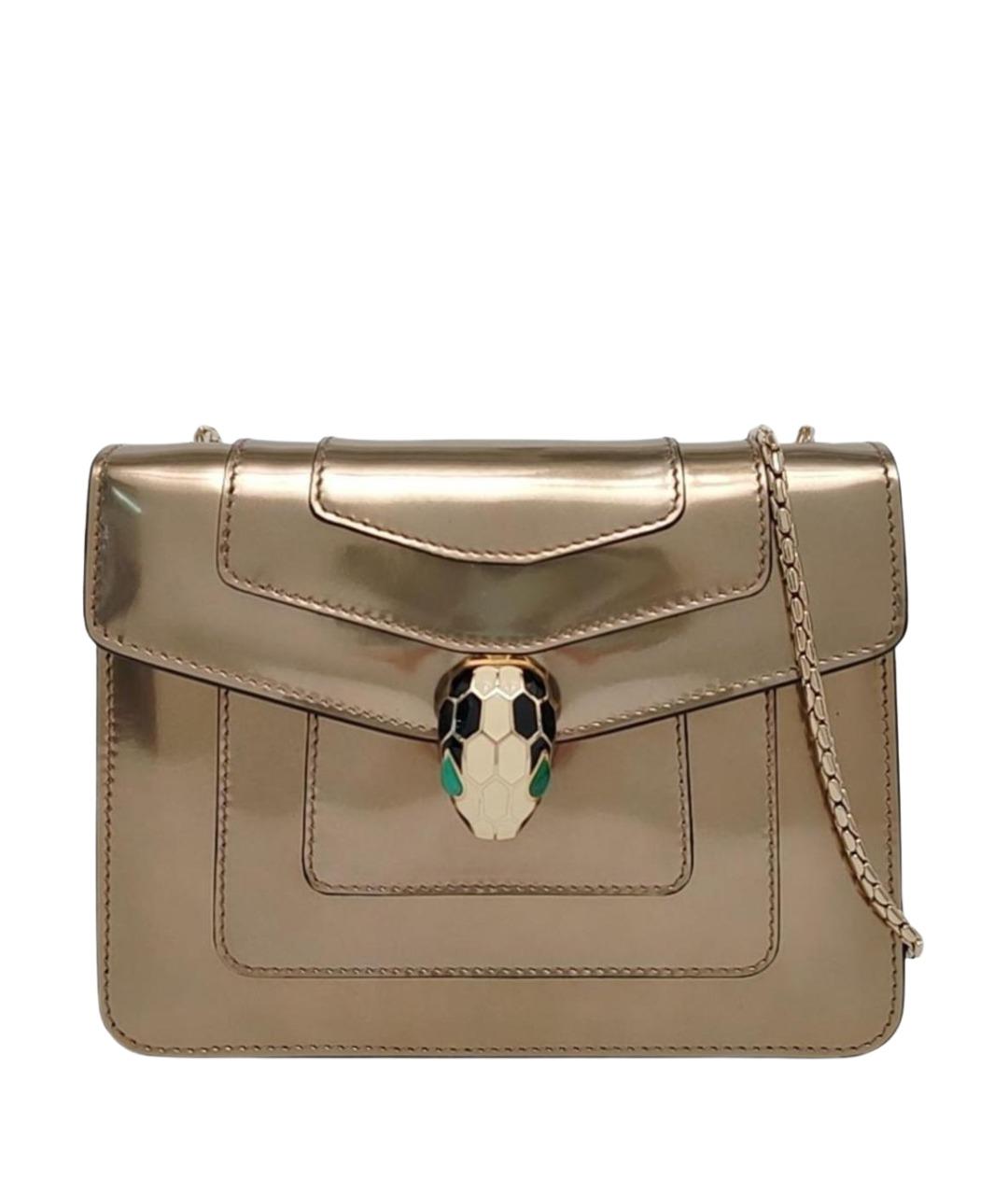 BVLGARI Золотая кожаная сумка через плечо, фото 1