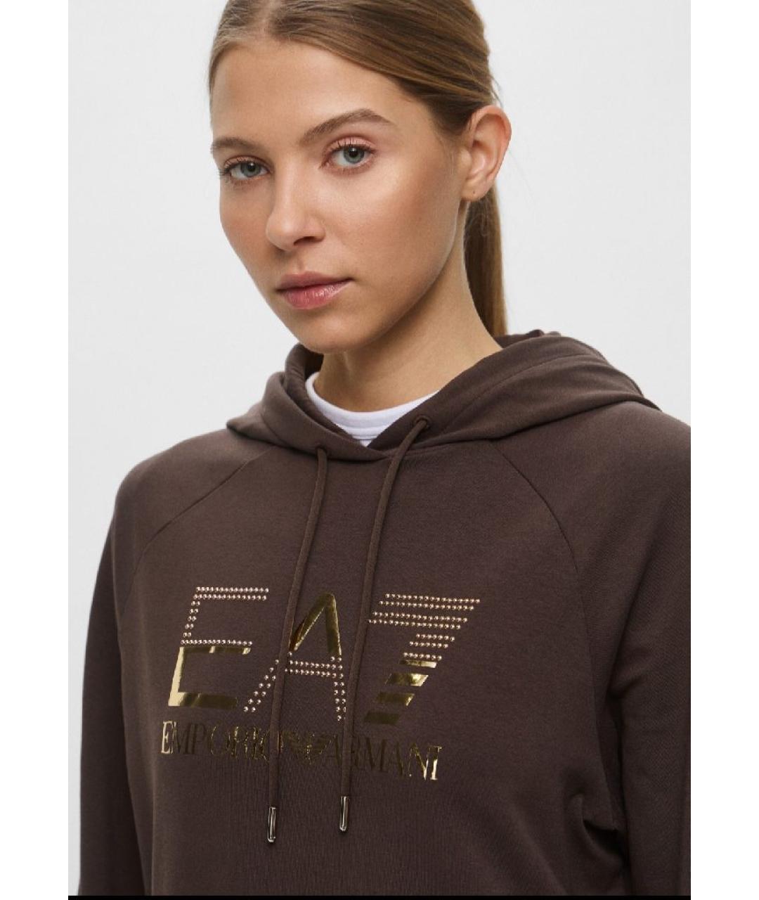 EA7 Коричневый хлопко-эластановый костюм с брюками, фото 4