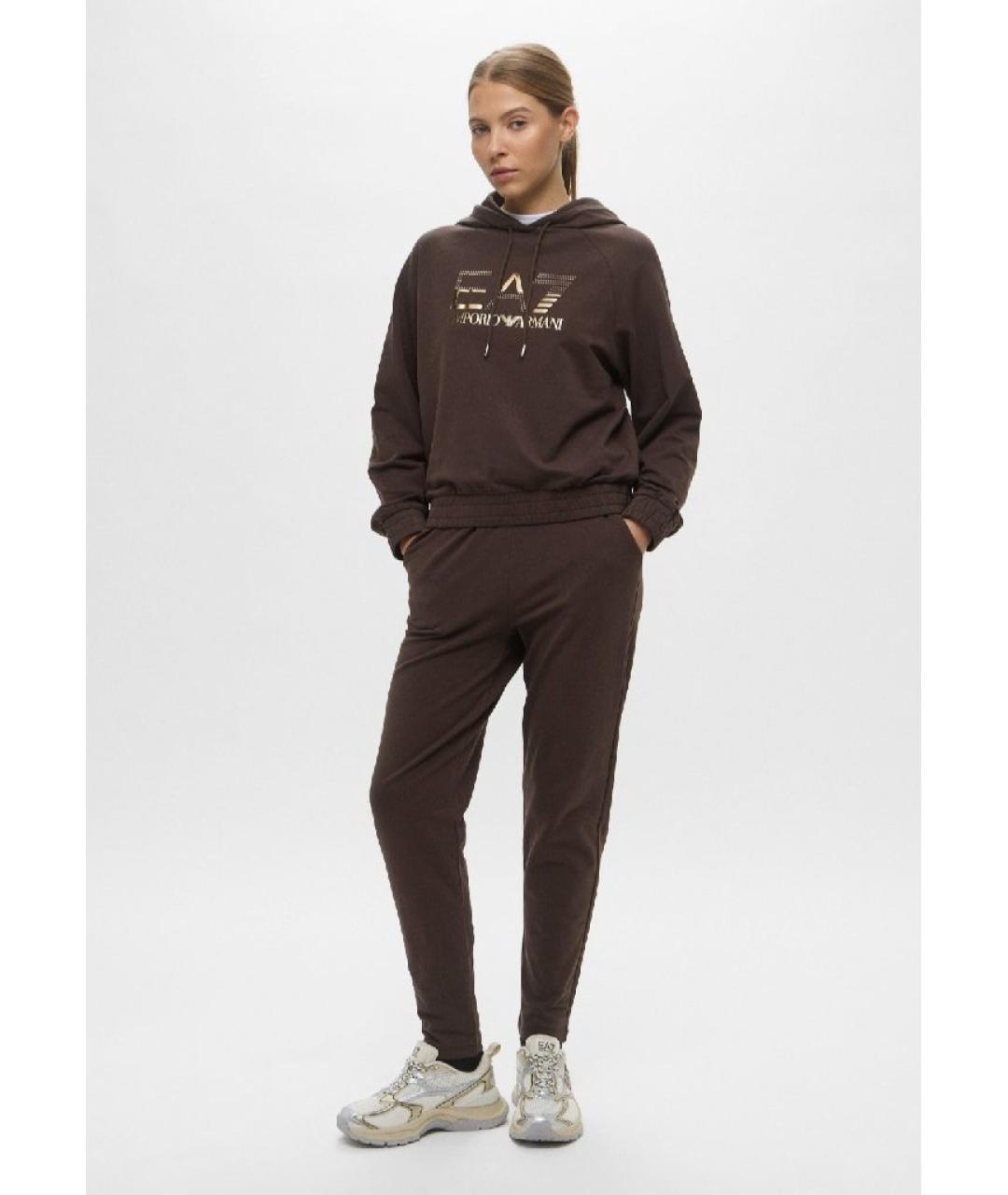 EA7 Коричневый хлопко-эластановый костюм с брюками, фото 2