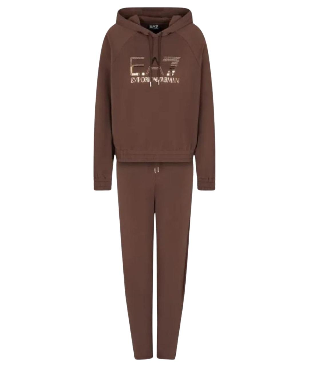 EA7 Коричневый хлопко-эластановый костюм с брюками, фото 1