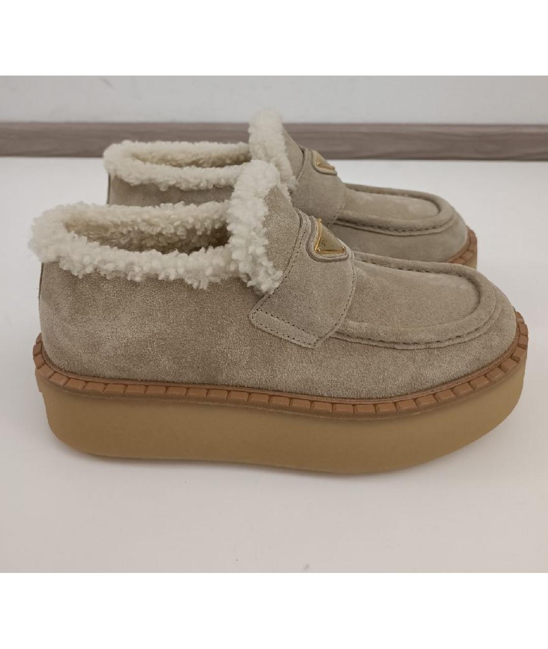 PRADA Бежевые замшевые ботинки, фото 5