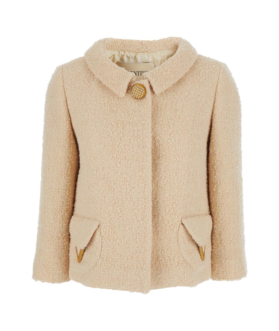 VALENTINO Бежевый шерстяной жакет/пиджак, фото 1