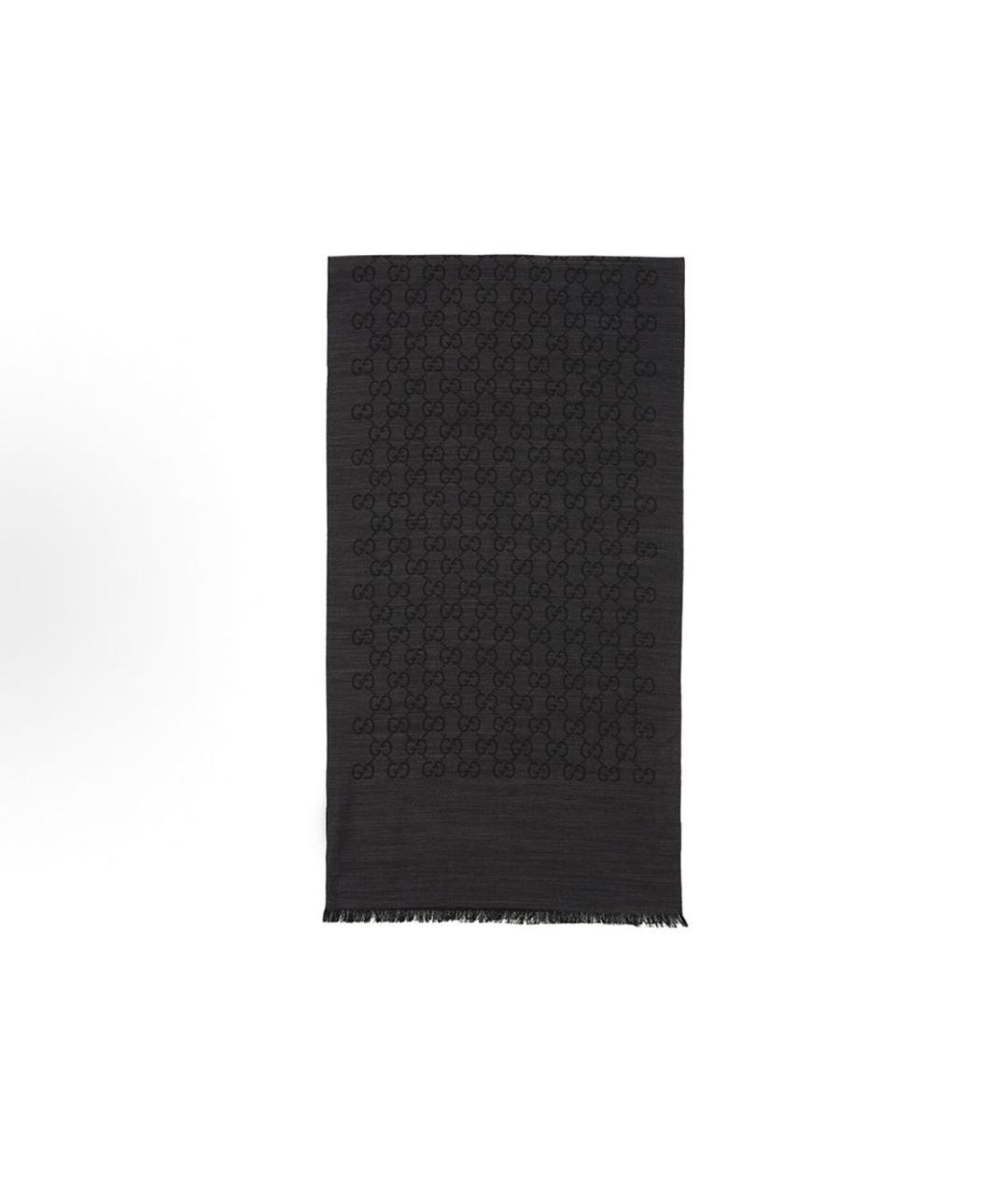 GUCCI Серый шерстяной шарф, фото 9