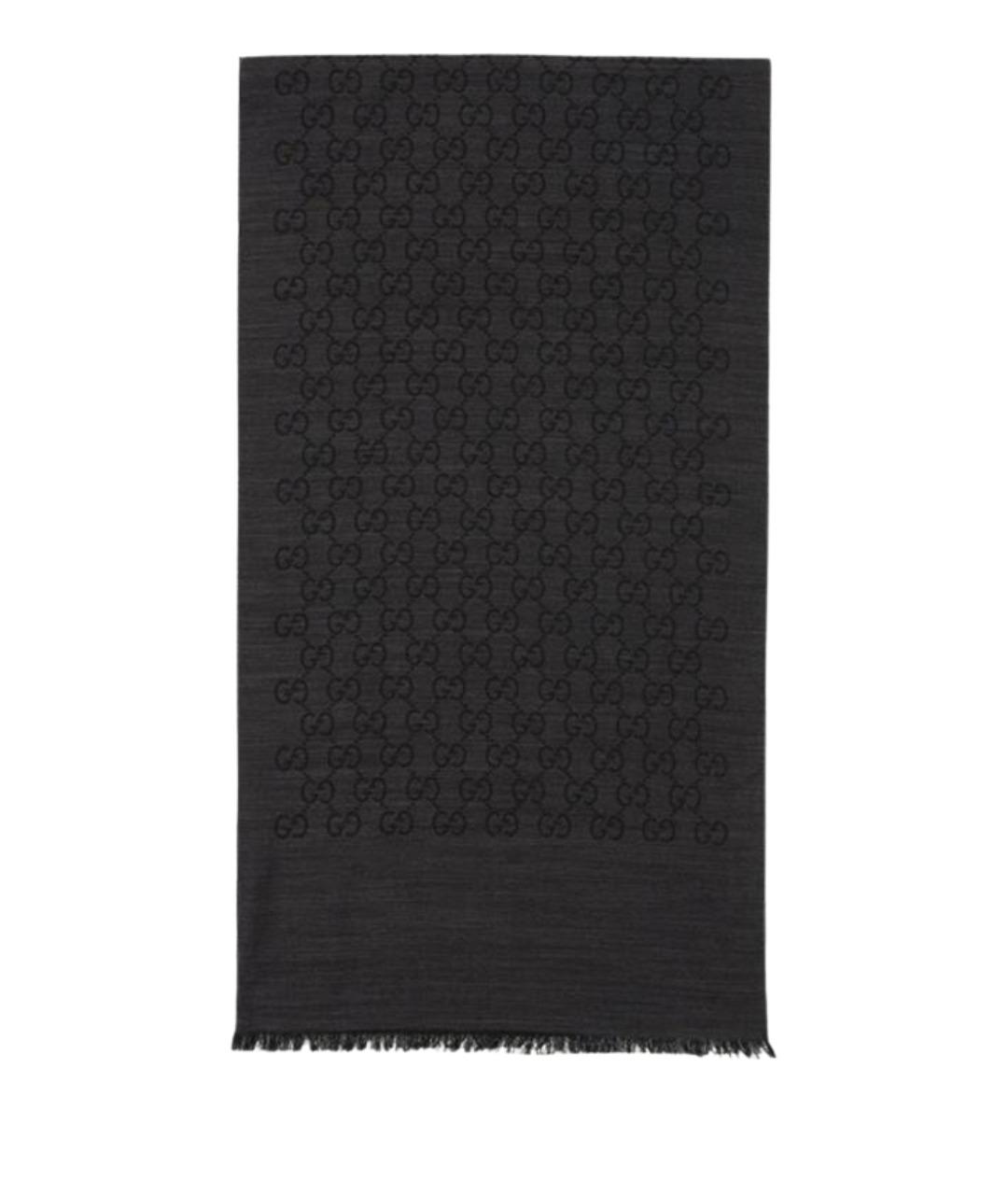 GUCCI Серый шерстяной шарф, фото 1