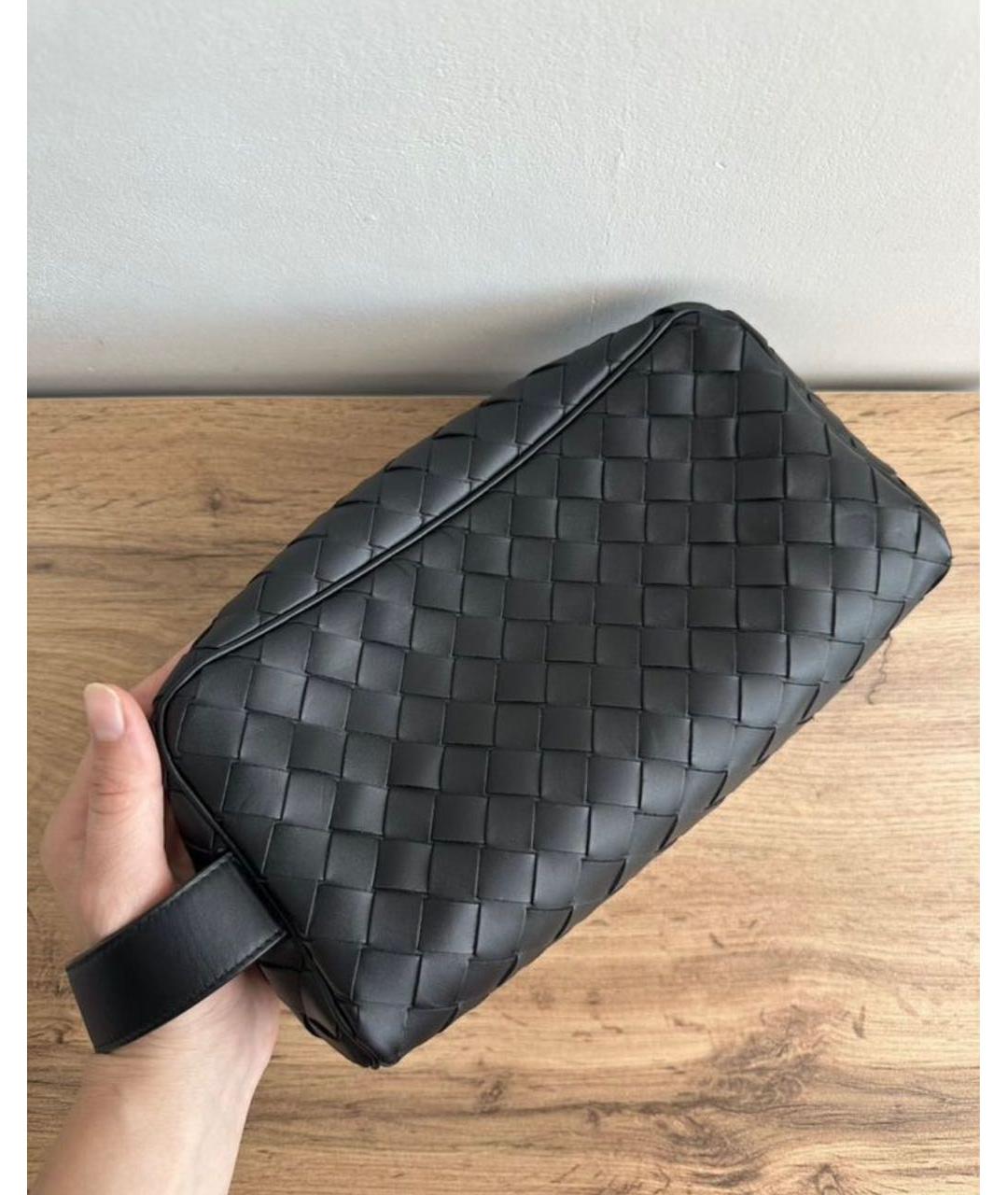 BOTTEGA VENETA Черная кожаная барсетка, фото 9