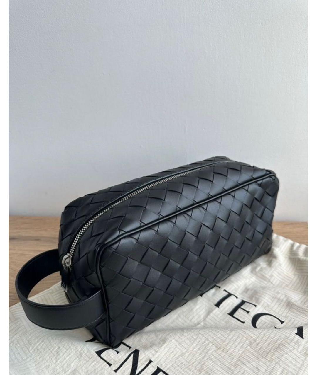 BOTTEGA VENETA Черная кожаная барсетка, фото 7