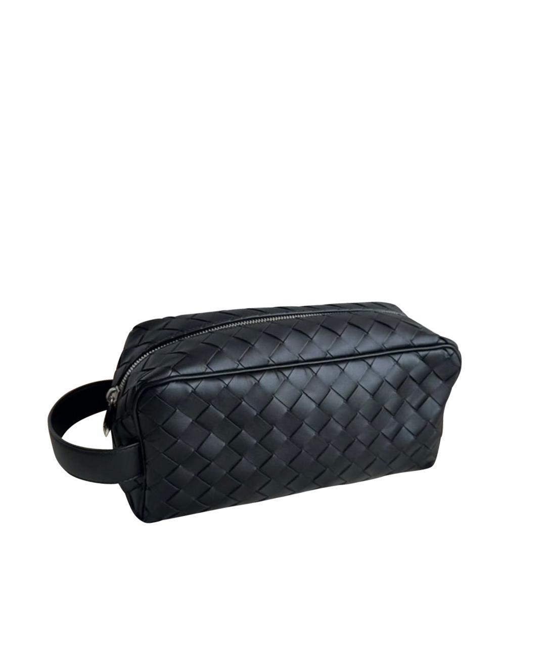 BOTTEGA VENETA Черная кожаная барсетка, фото 1