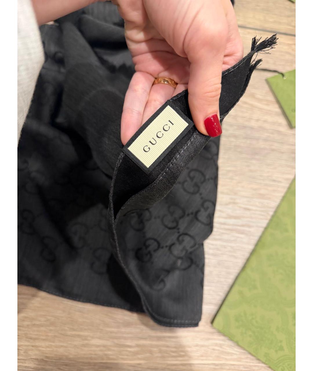 GUCCI Серый шерстяной платок, фото 4