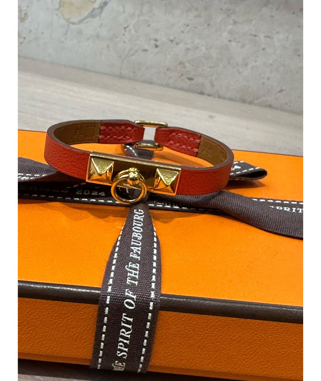 HERMES Красный кожаный браслет, фото 2