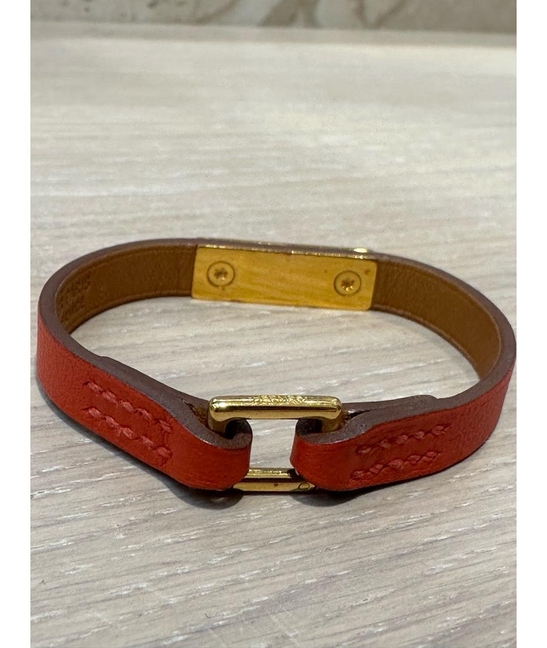 HERMES Красный кожаный браслет, фото 5