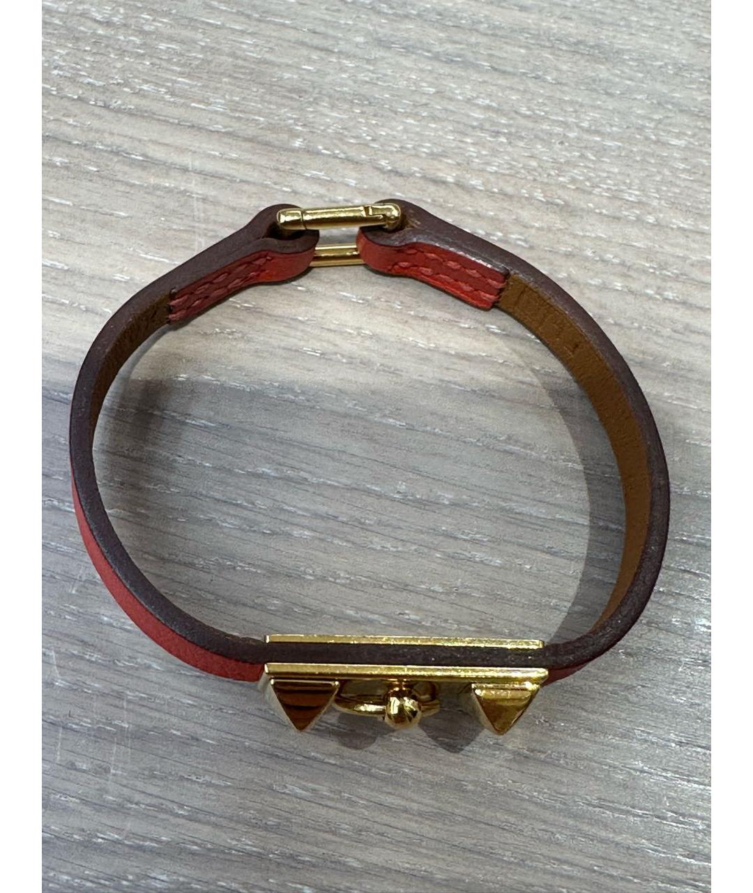 HERMES Красный кожаный браслет, фото 6