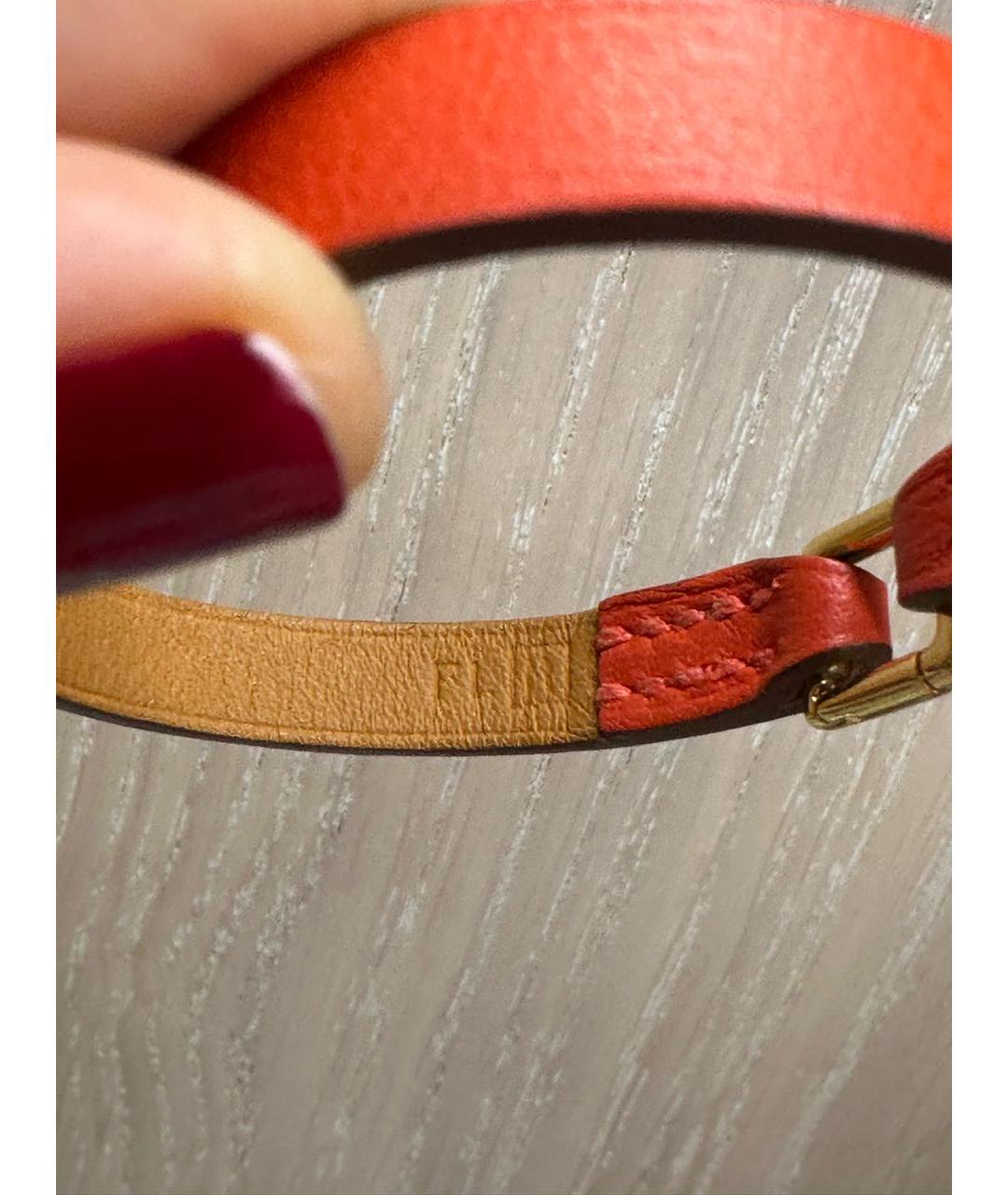 HERMES Красный кожаный браслет, фото 7