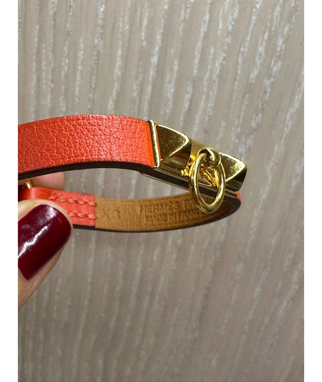 HERMES Красный кожаный браслет, фото 3