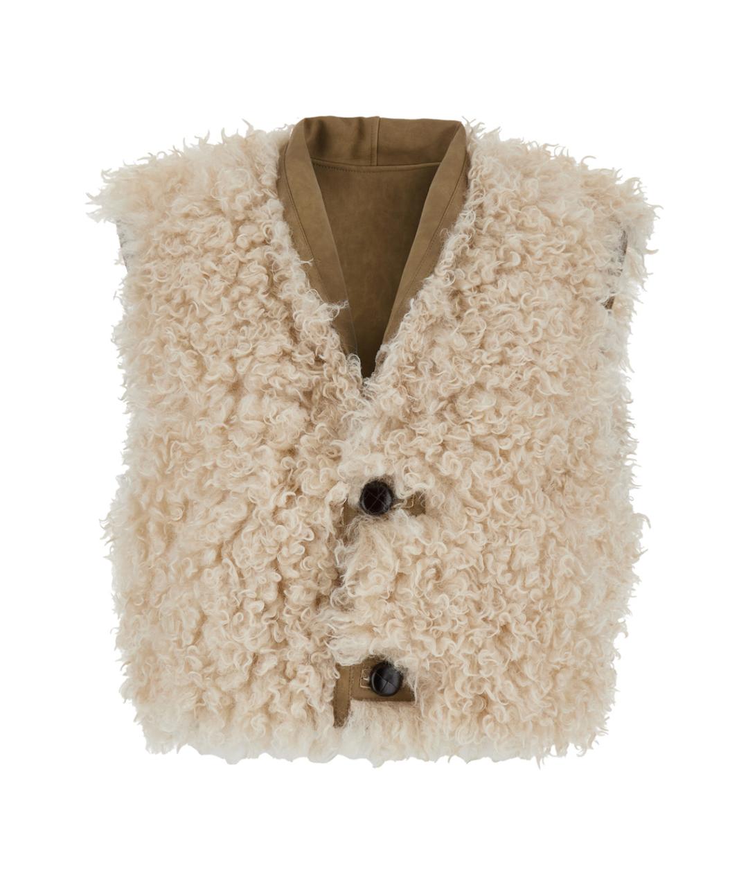 ISABEL MARANT Бежевый меховой жилет, фото 3