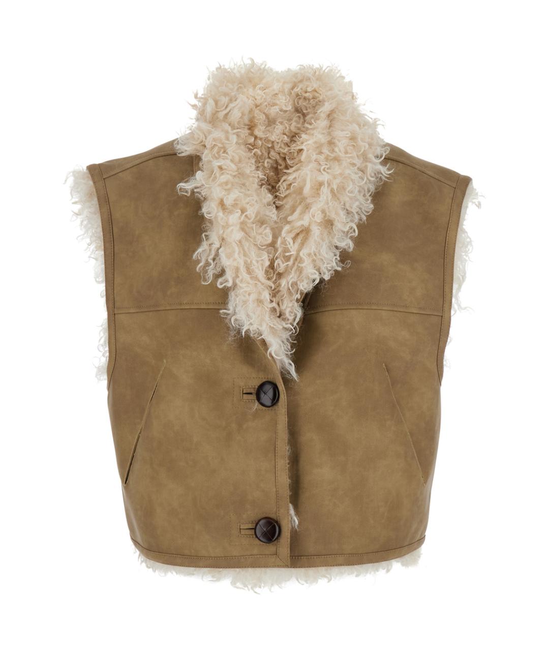 ISABEL MARANT Бежевый меховой жилет, фото 1