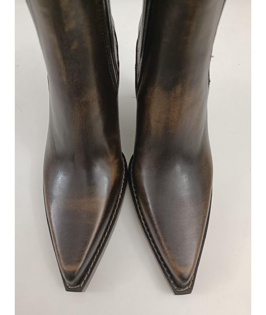 PARIS TEXAS Коричневые кожаные полусапоги, фото 3