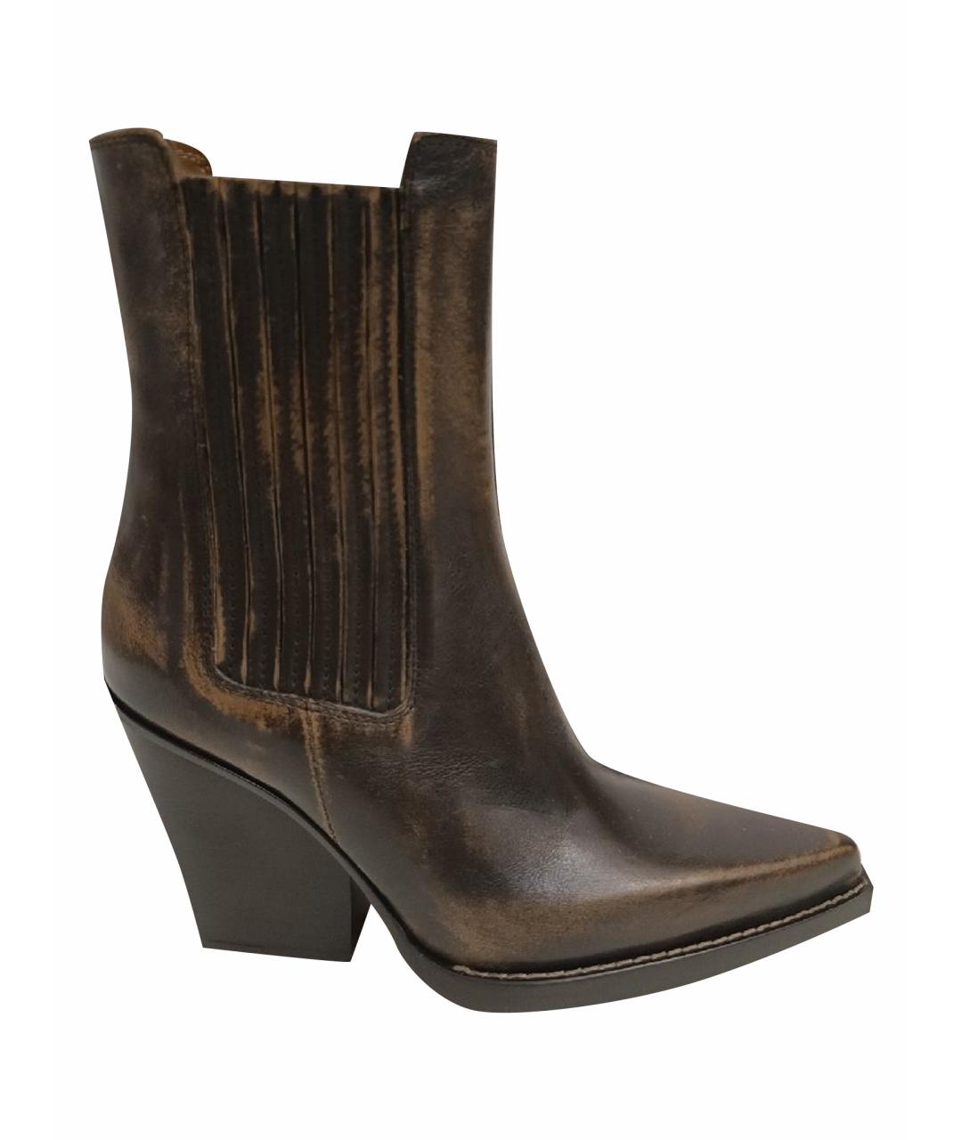 PARIS TEXAS Коричневые кожаные полусапоги, фото 1