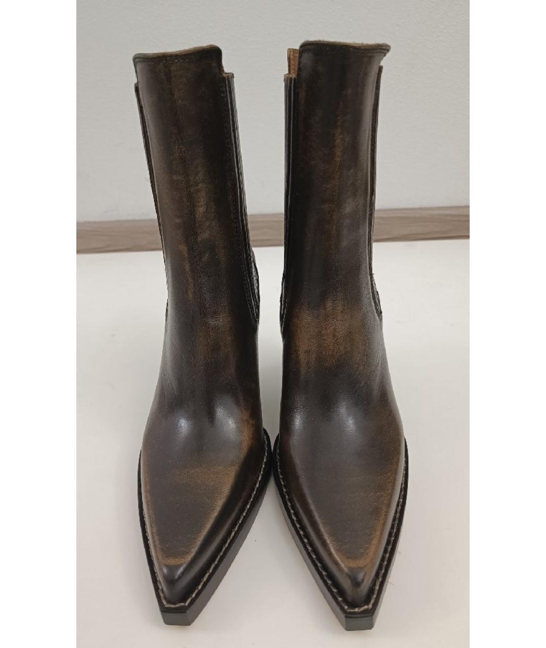 PARIS TEXAS Коричневые кожаные полусапоги, фото 2