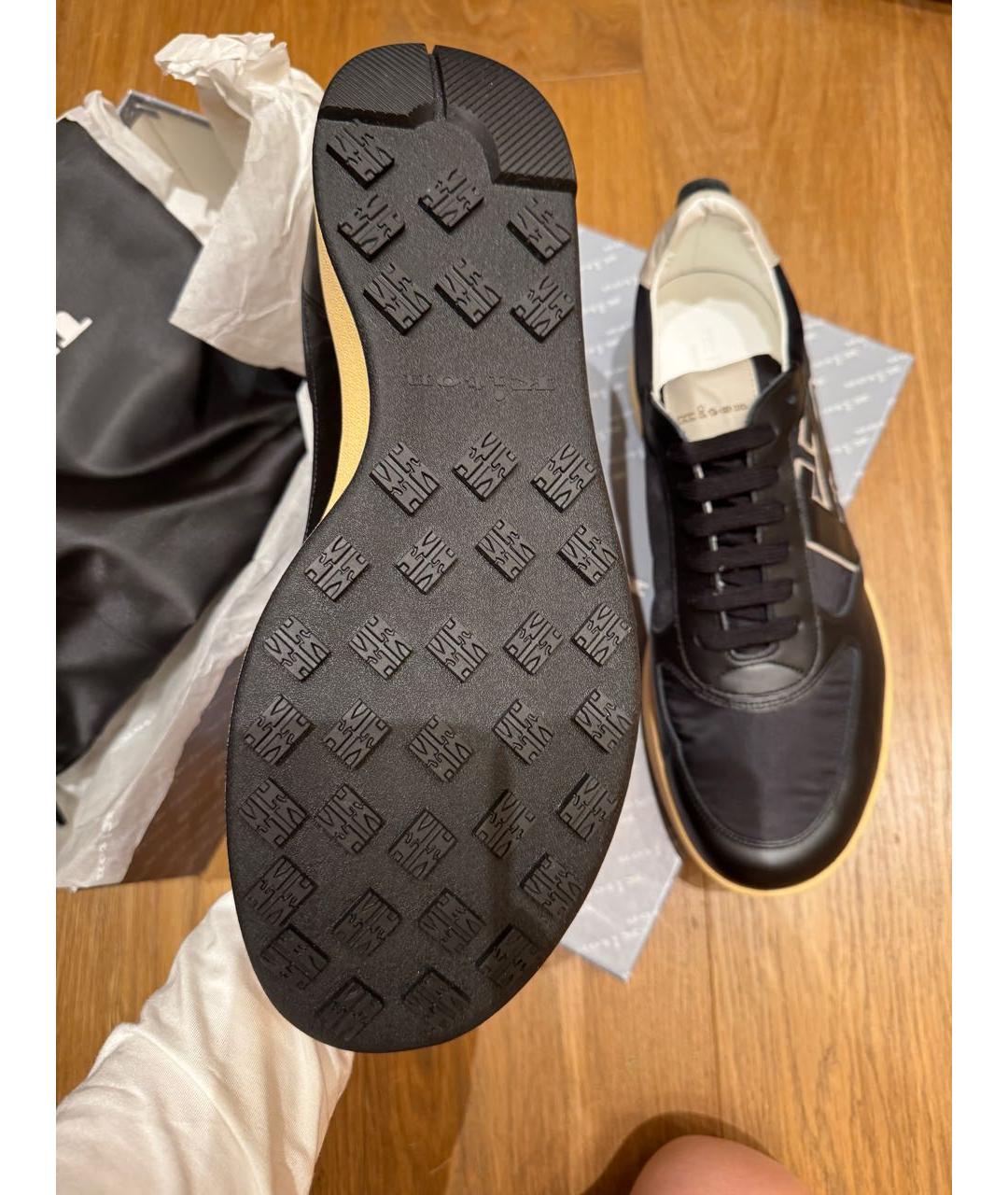 KITON Черные кожаные низкие кроссовки / кеды, фото 2