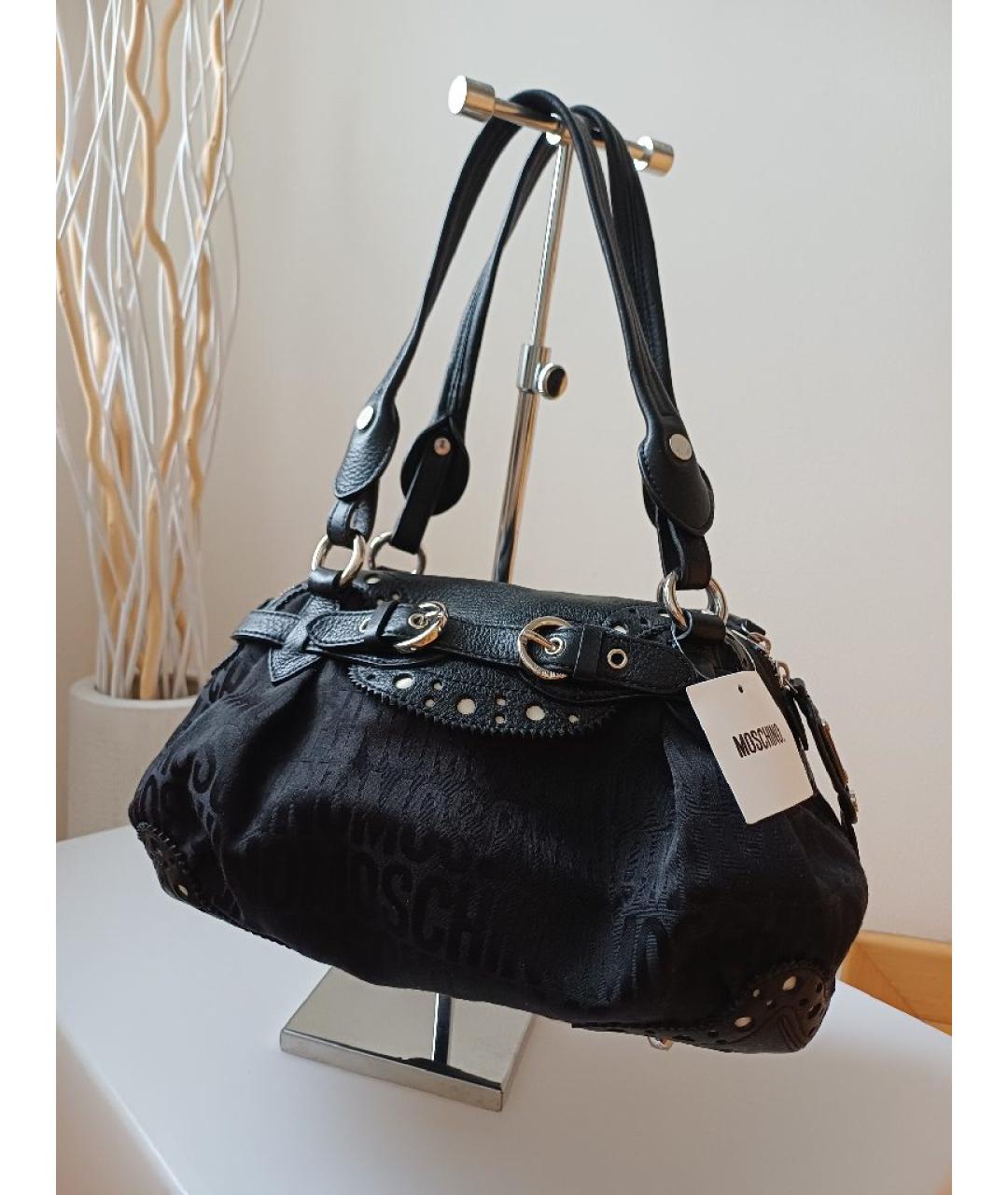MOSCHINO Черная кожаная сумка через плечо, фото 3
