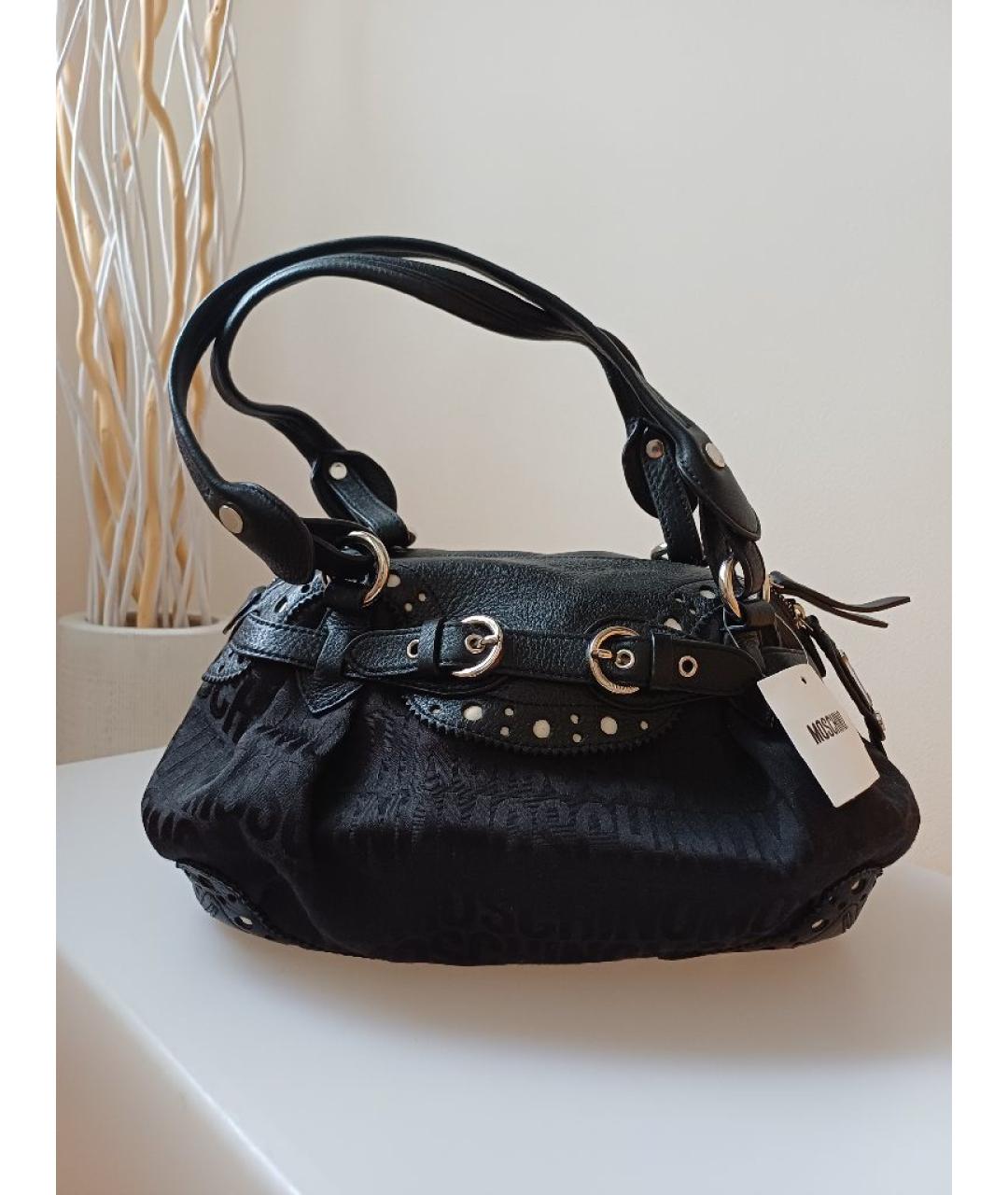 MOSCHINO Черная кожаная сумка через плечо, фото 4