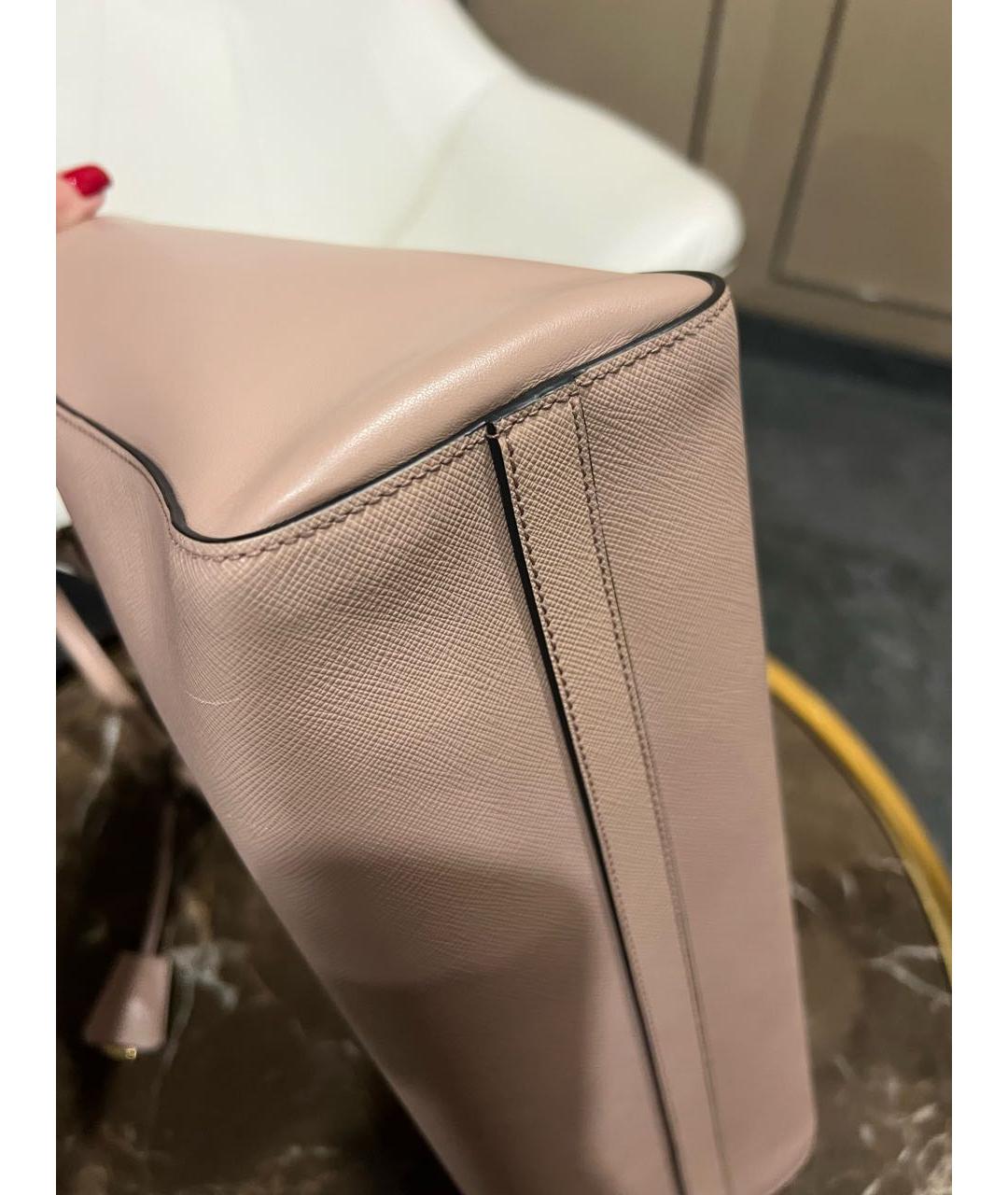 PRADA Розовая кожаная сумка с короткими ручками, фото 6