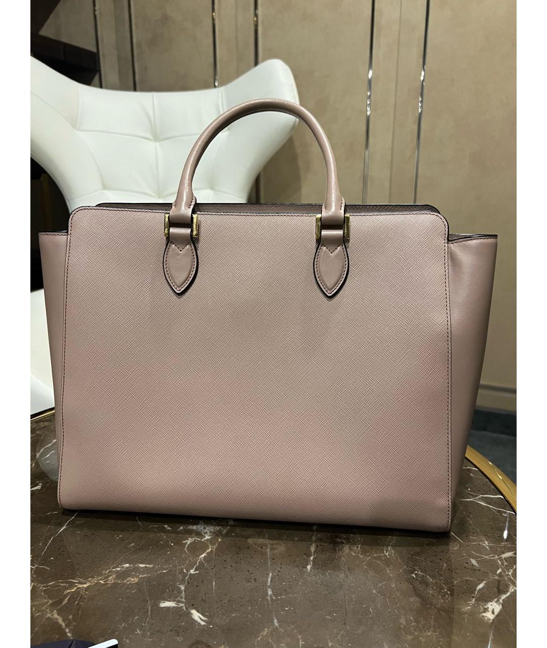 PRADA Розовая кожаная сумка с короткими ручками, фото 3