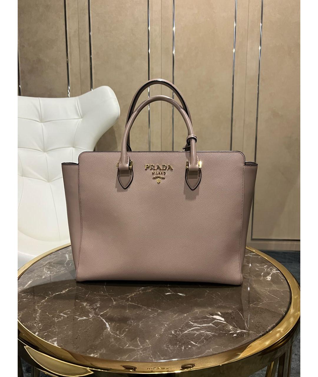 PRADA Розовая кожаная сумка с короткими ручками, фото 9