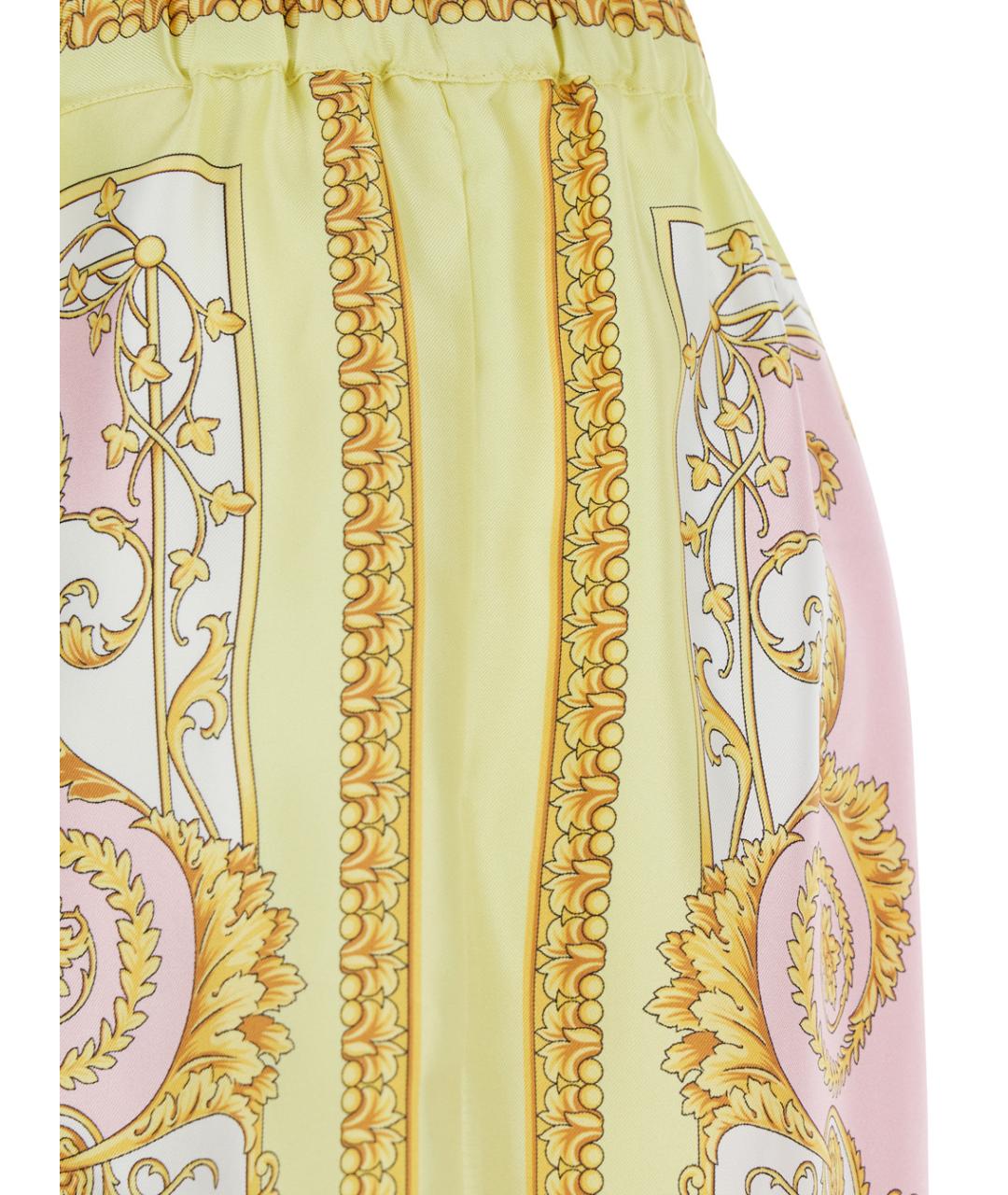 VERSACE Мульти шелковые прямые брюки, фото 3