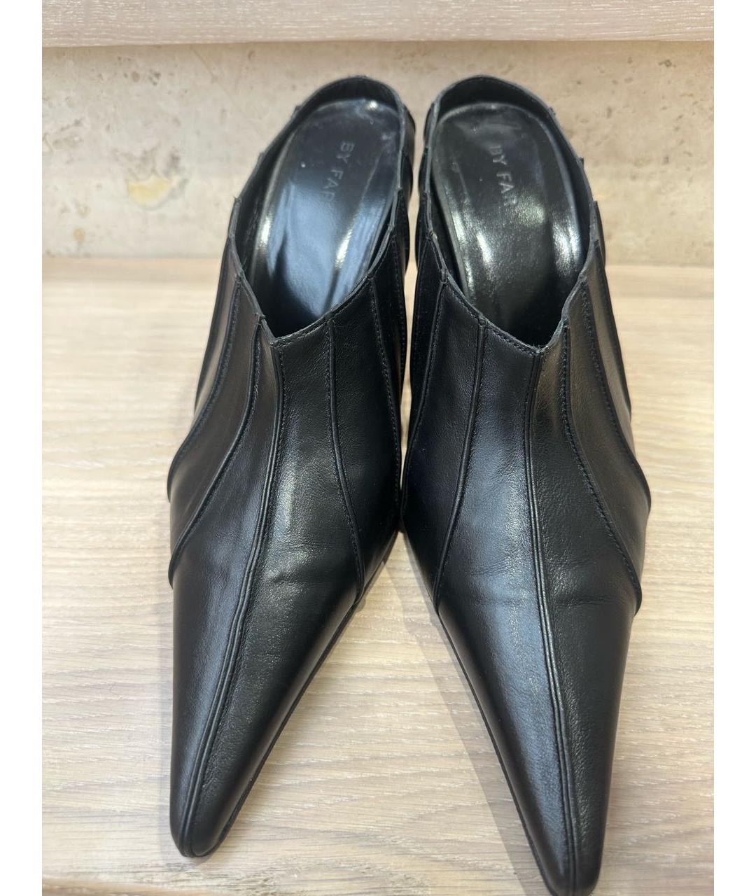 BY FAR Черные кожаные мюли, фото 2