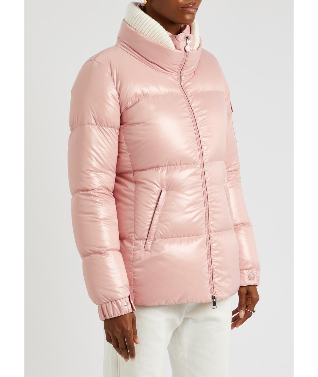 MONCLER Розовый полиэстеровый пуховик, фото 4